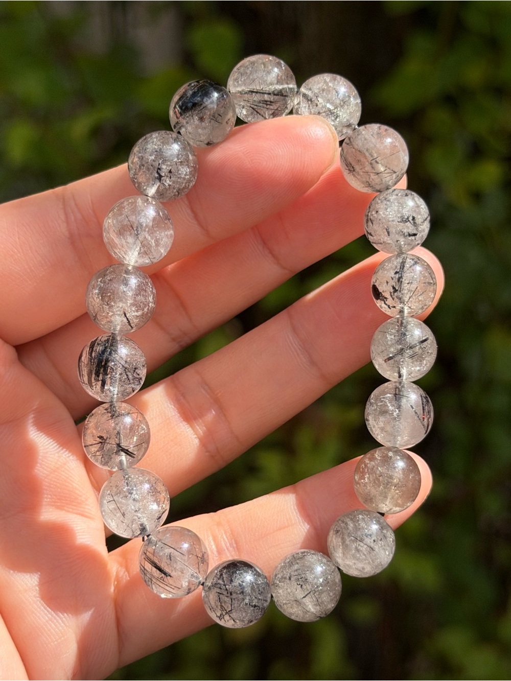 10mm stretchable black rutilated quartz bracelet 2538 - Picture 4 of 9